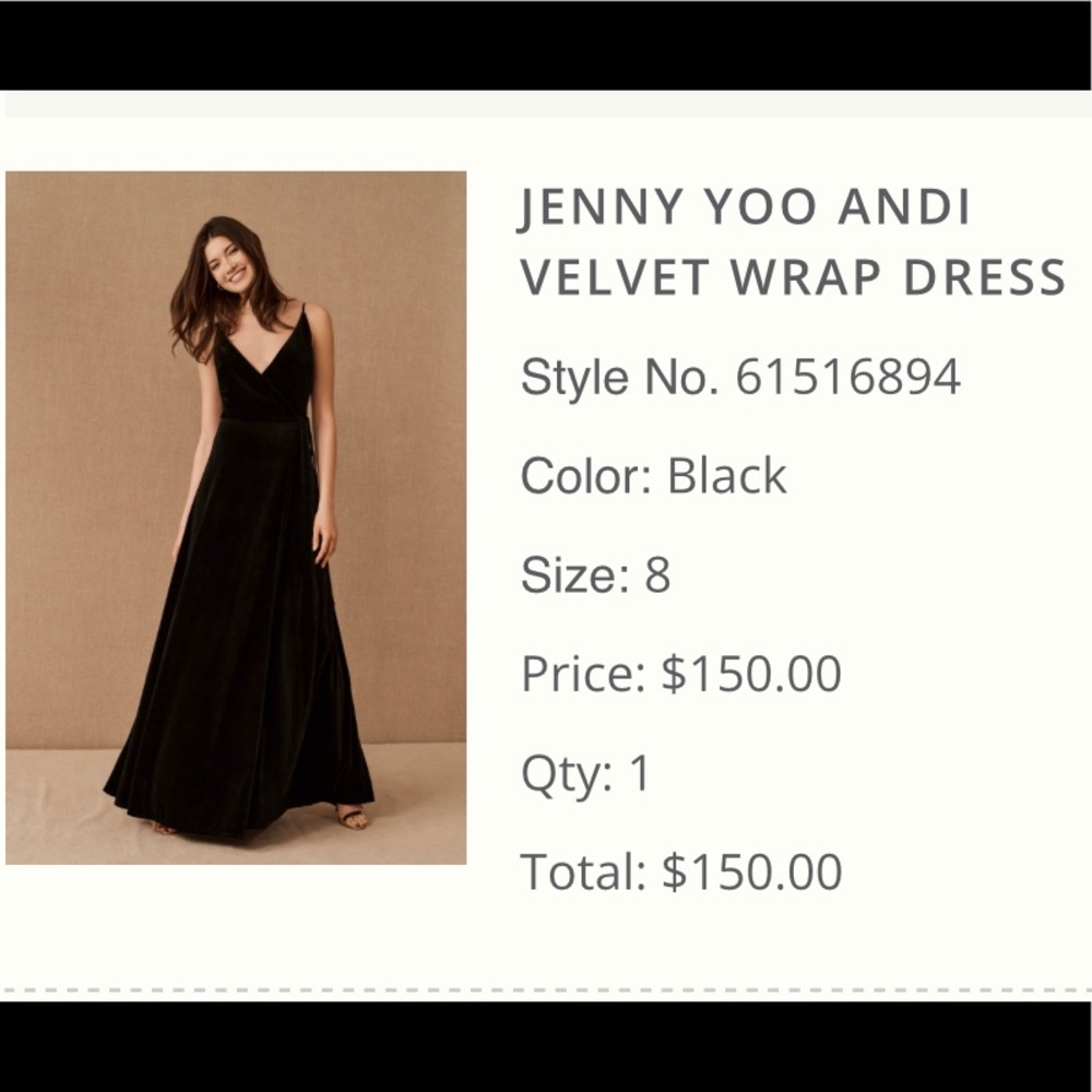 Anthropologie BHLDN black velvet wrap dress. Bought for a wedding and got covid.